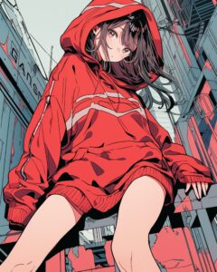 赤パーカー女子０