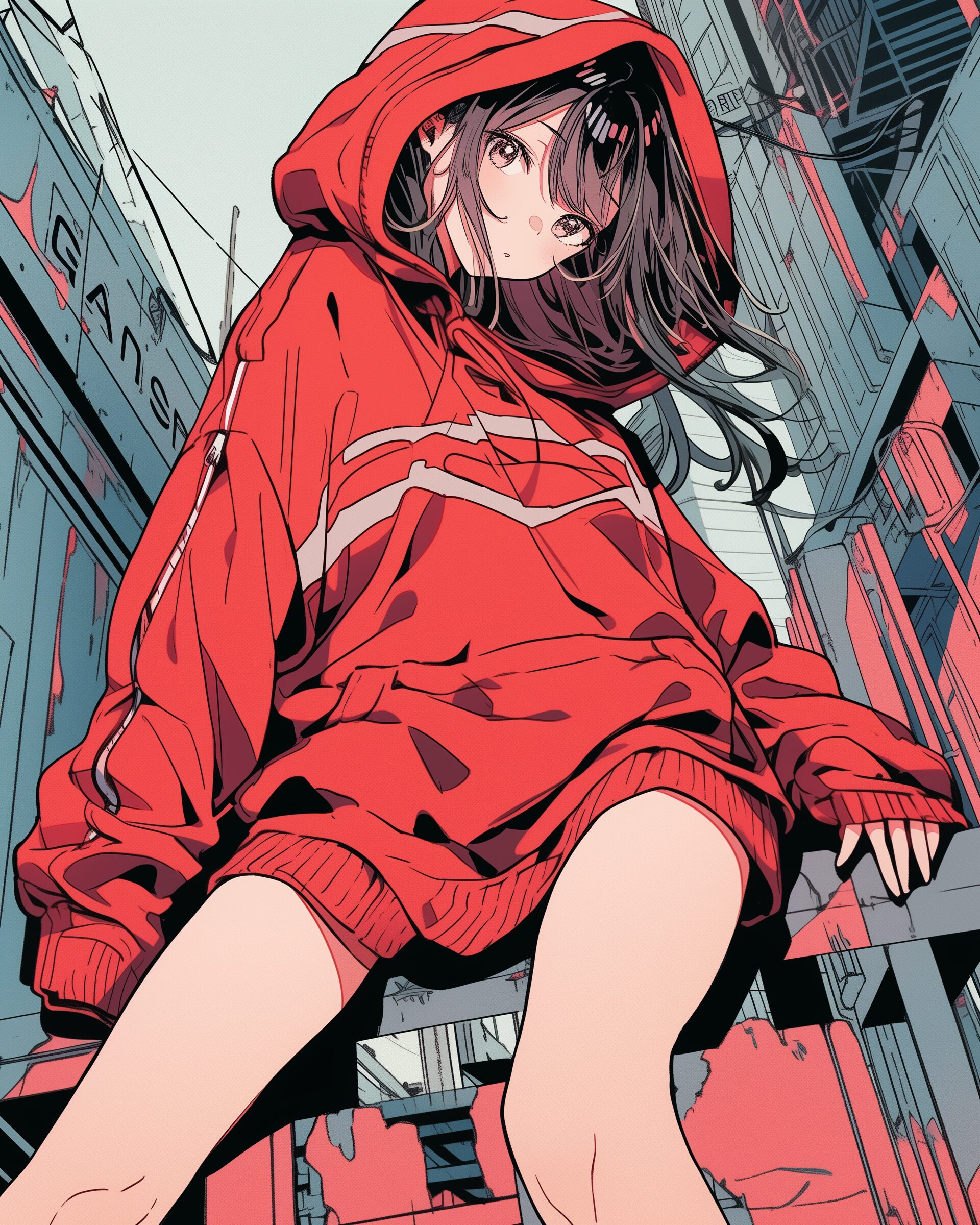 赤パーカー女子0
