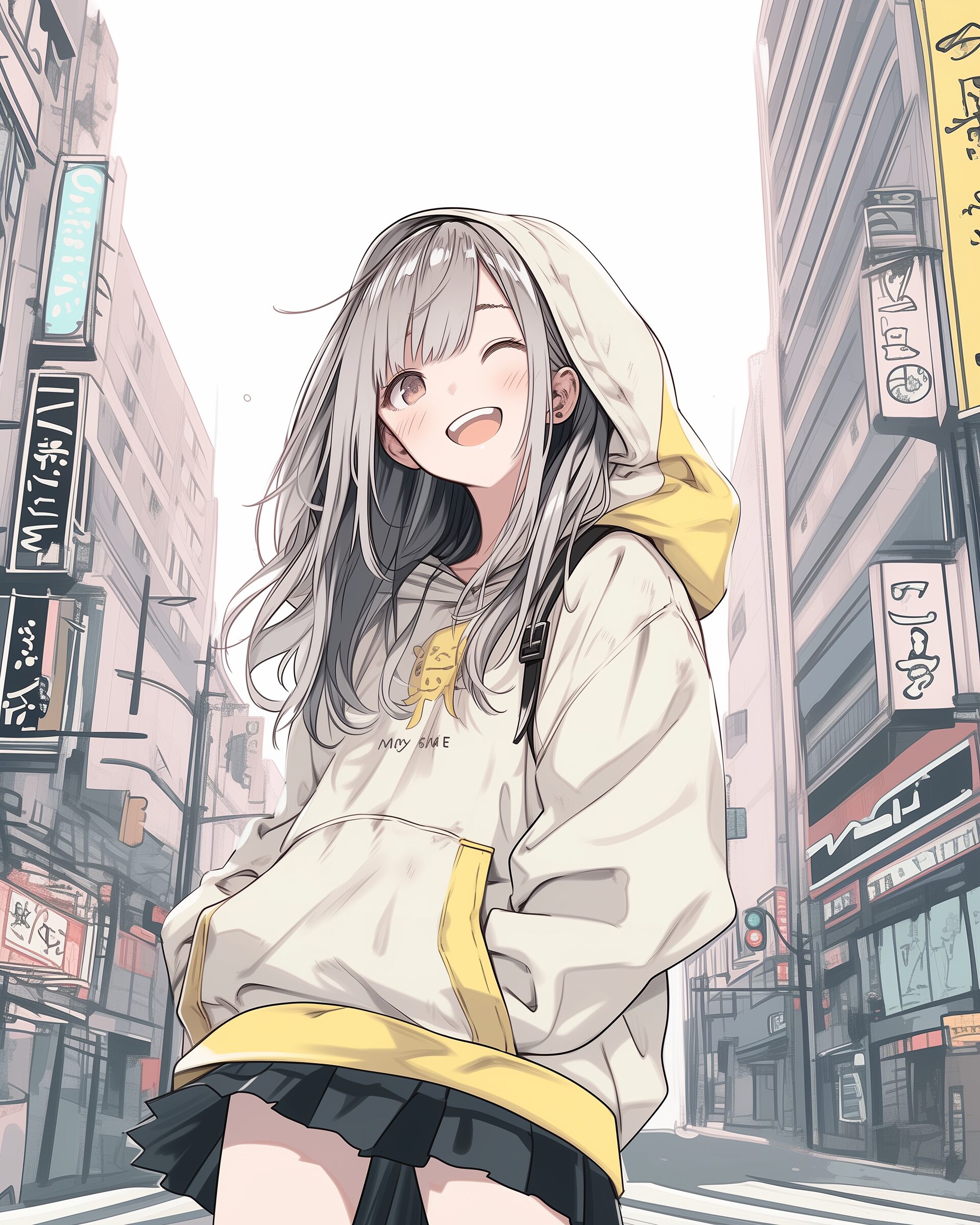 銀髪パーカー女子０