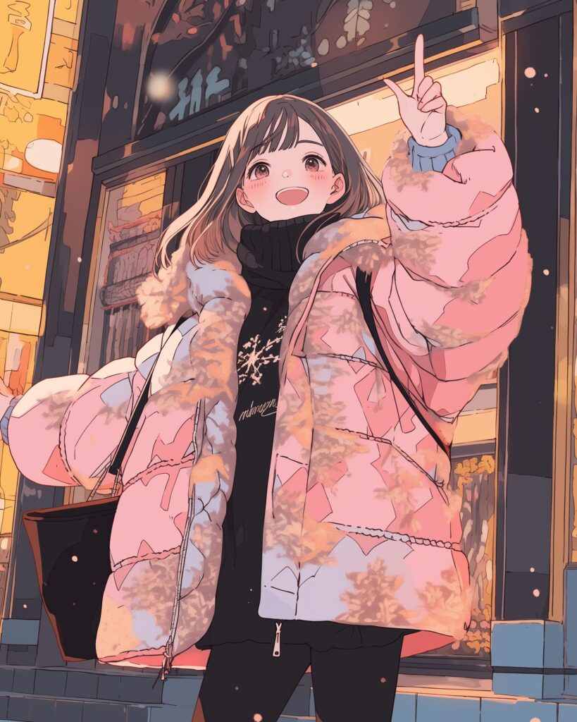 ピンクダウンジャケット女子０