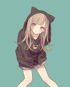 猫耳ブラックパーカー女子１