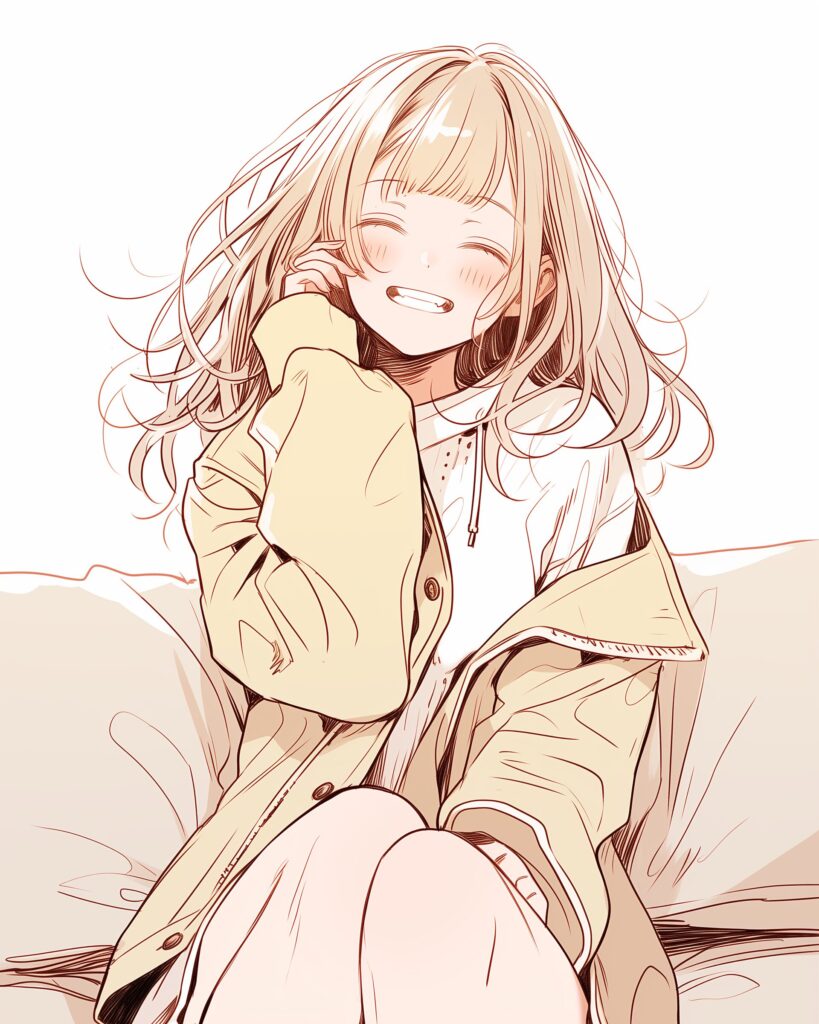 ベージュパーカー女子０