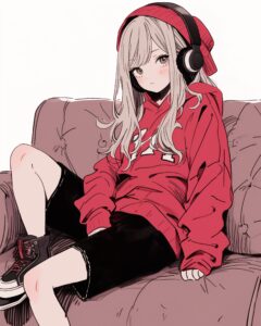 赤パーカー女子０