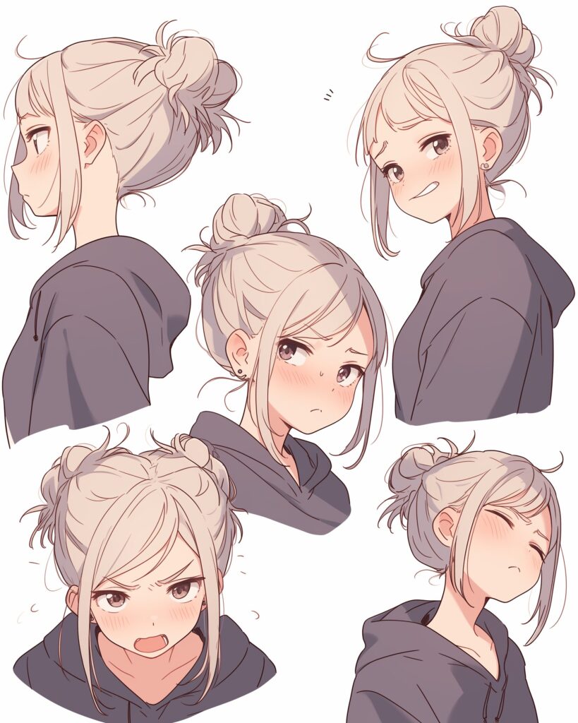 お団子ヘア女子０