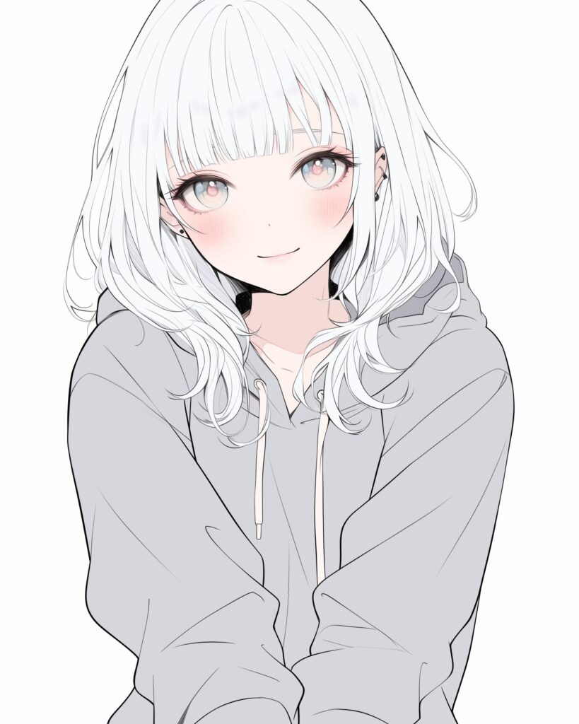 銀髪パーカー女子０