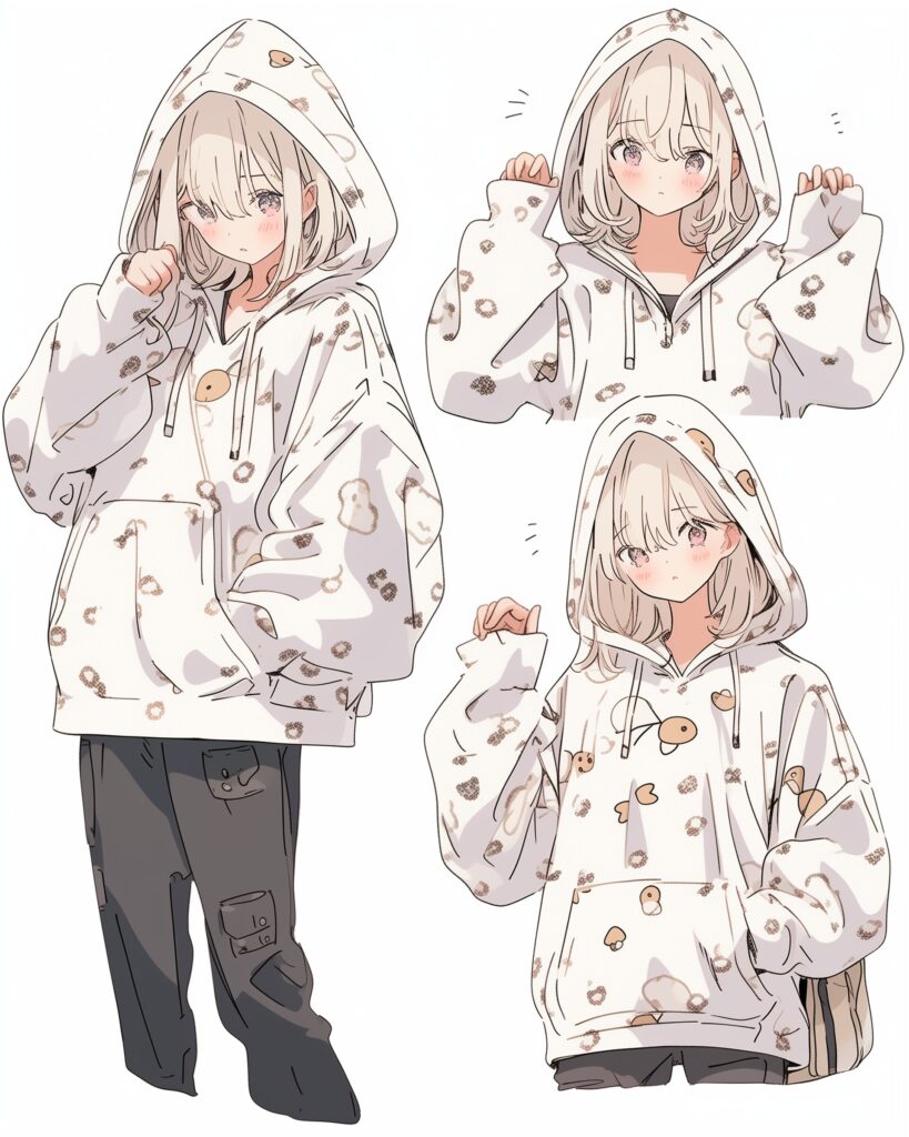 ホワイトパーカー女子１