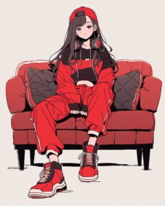 赤パーカー女子０