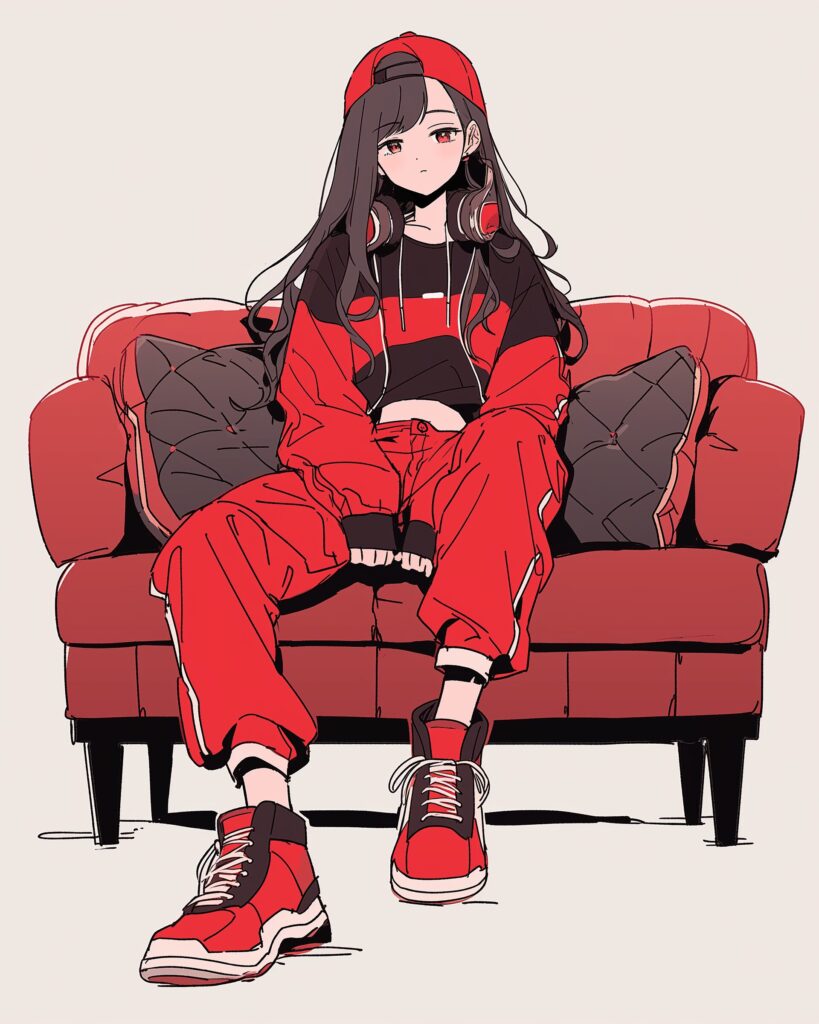 赤パーカー女子０