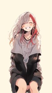 銀髪パーカー女子０