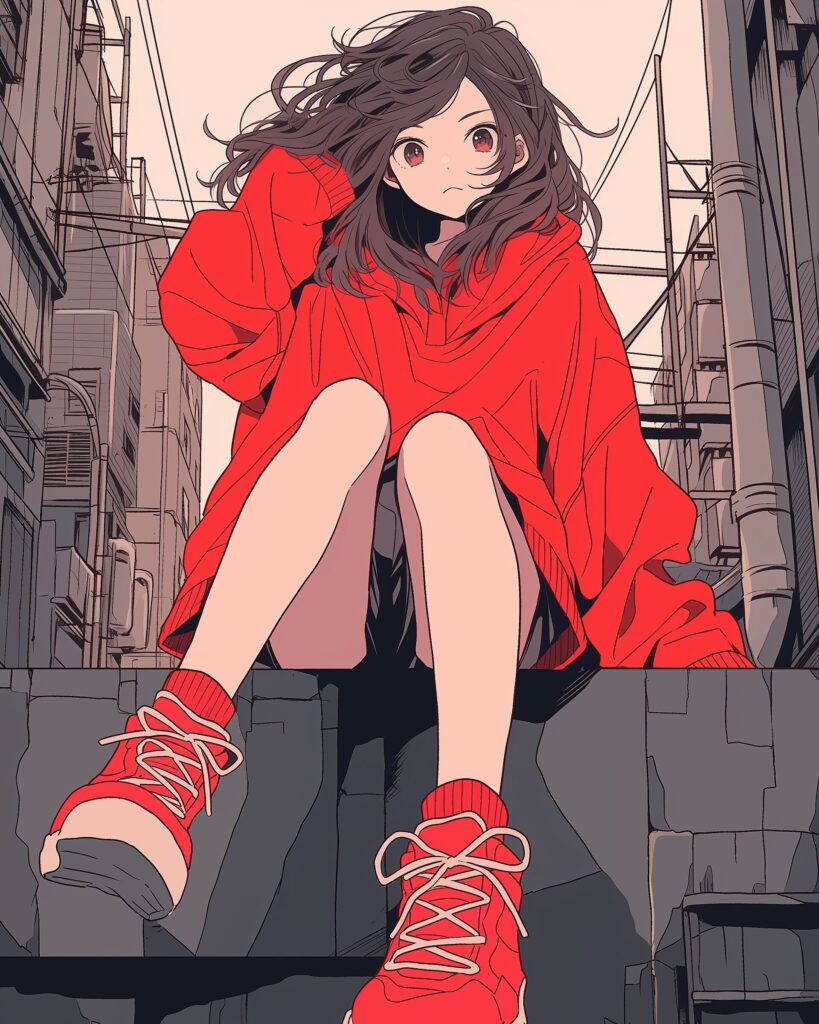 赤パーカー女子０