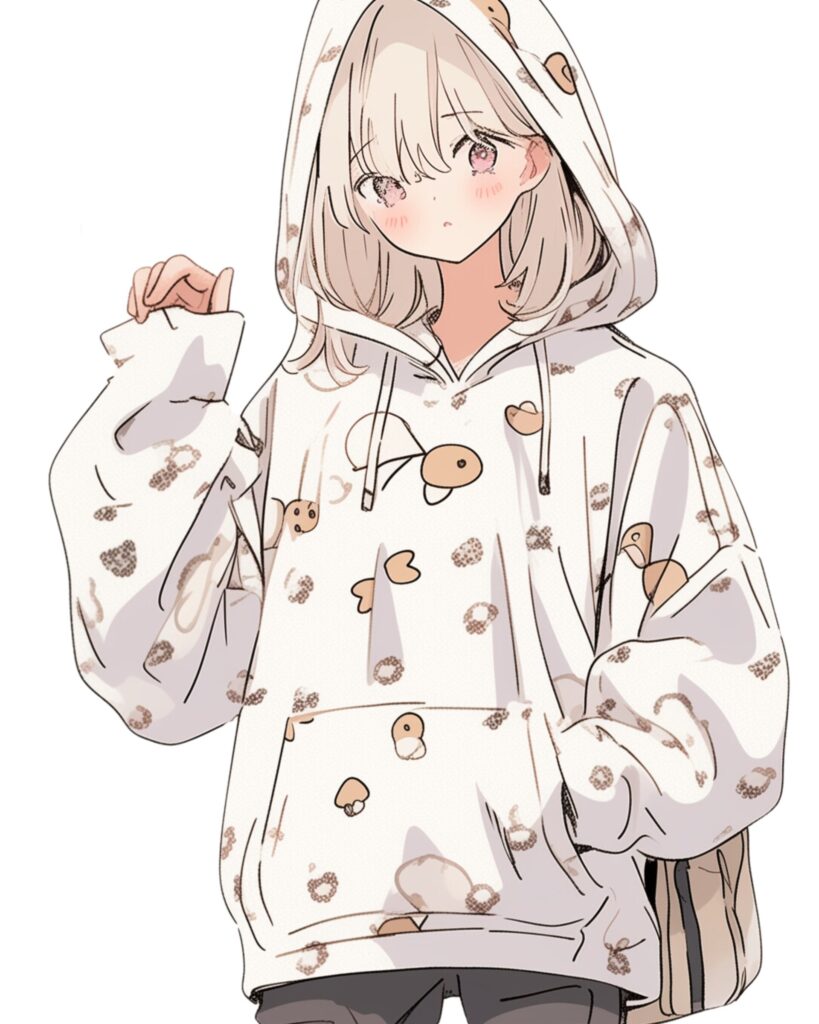 ホワイトパーカー女子１