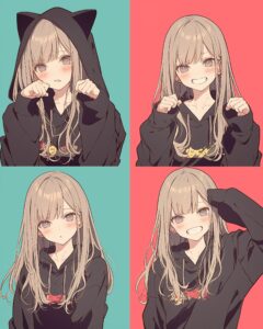 猫耳ブラックパーカー女子１