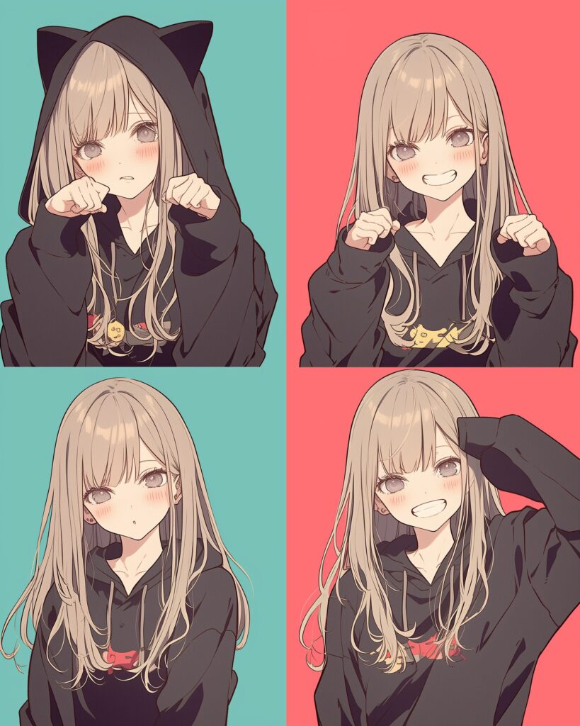 猫耳ブラックパーカー女子１