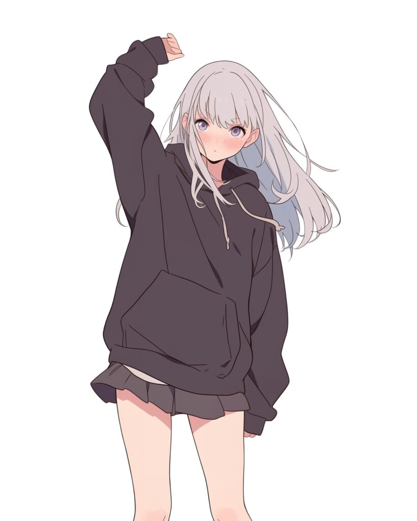 銀髪パーカー女子０