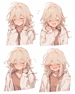 ベージュパーカー女子０