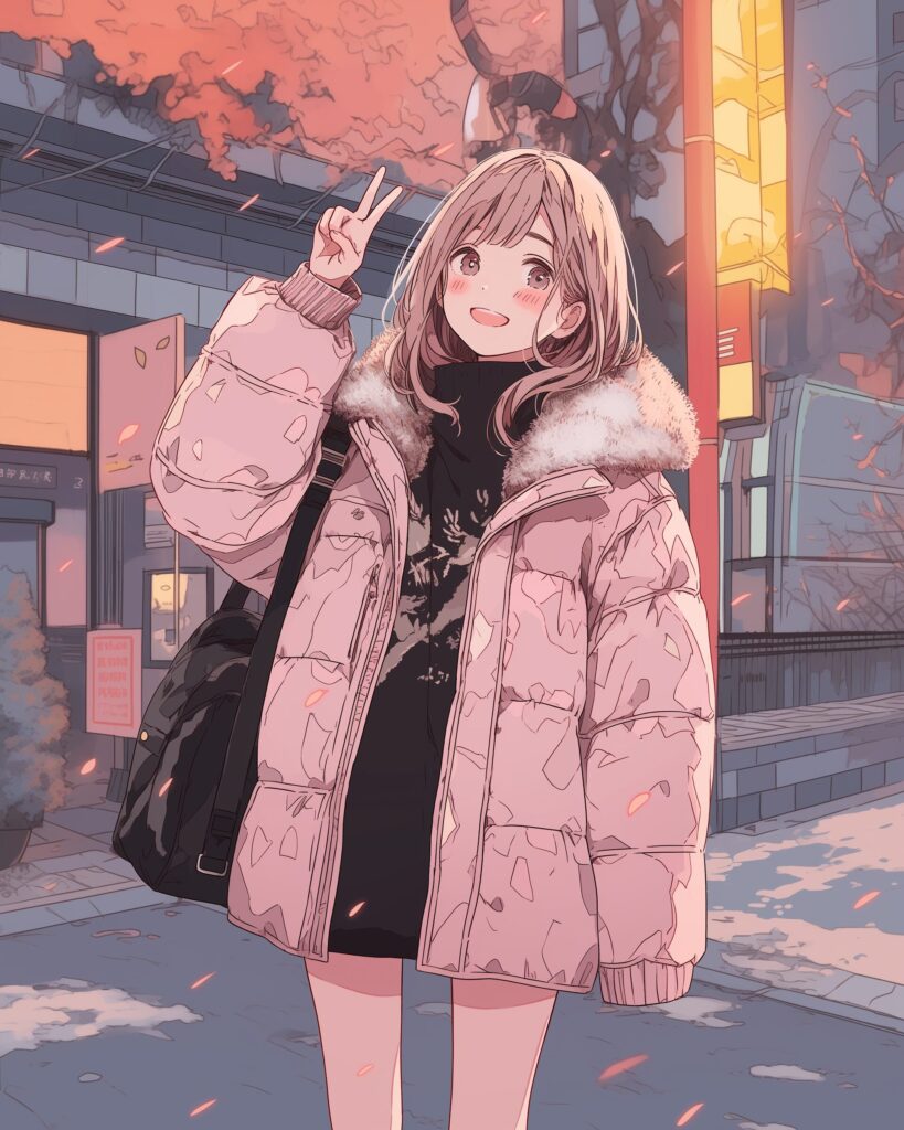 ピンクダウンジャケット女子０