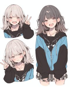 ブルーパーカー女子０