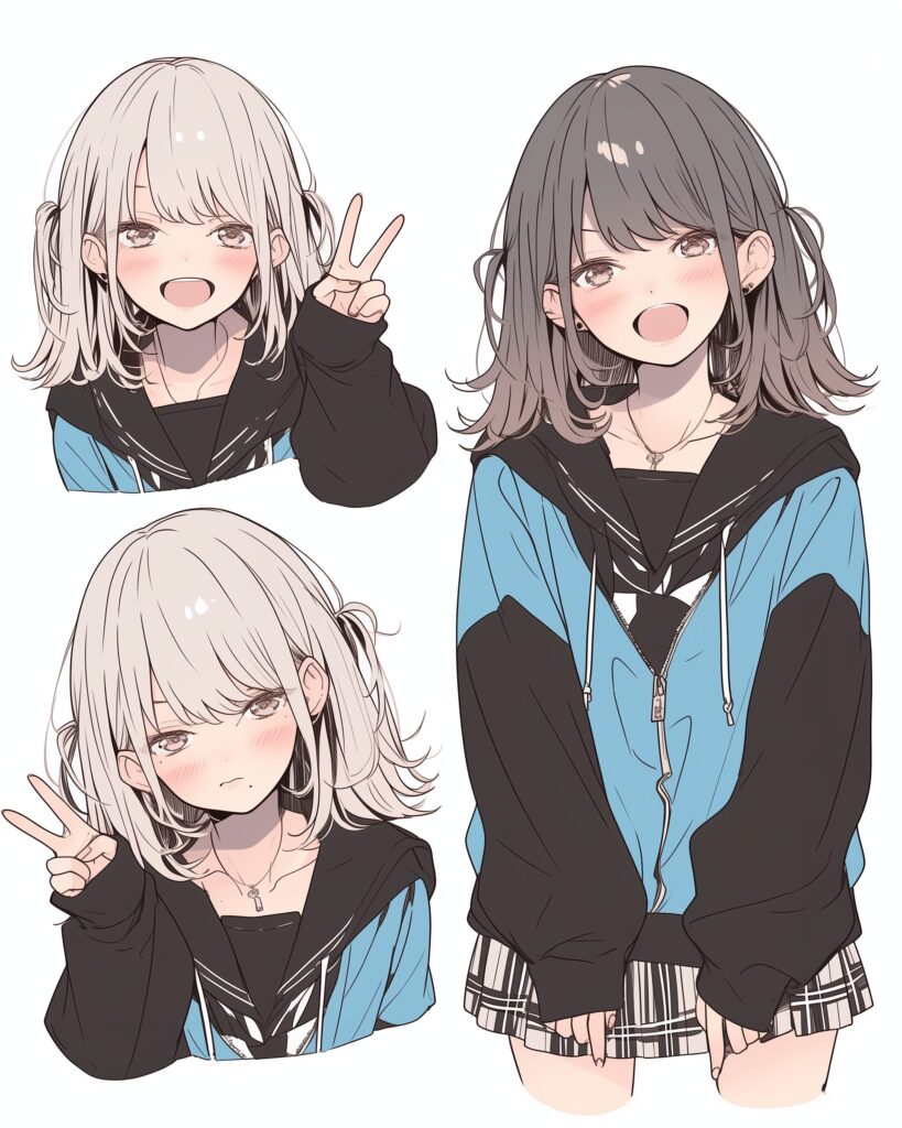 ブルーパーカー女子０