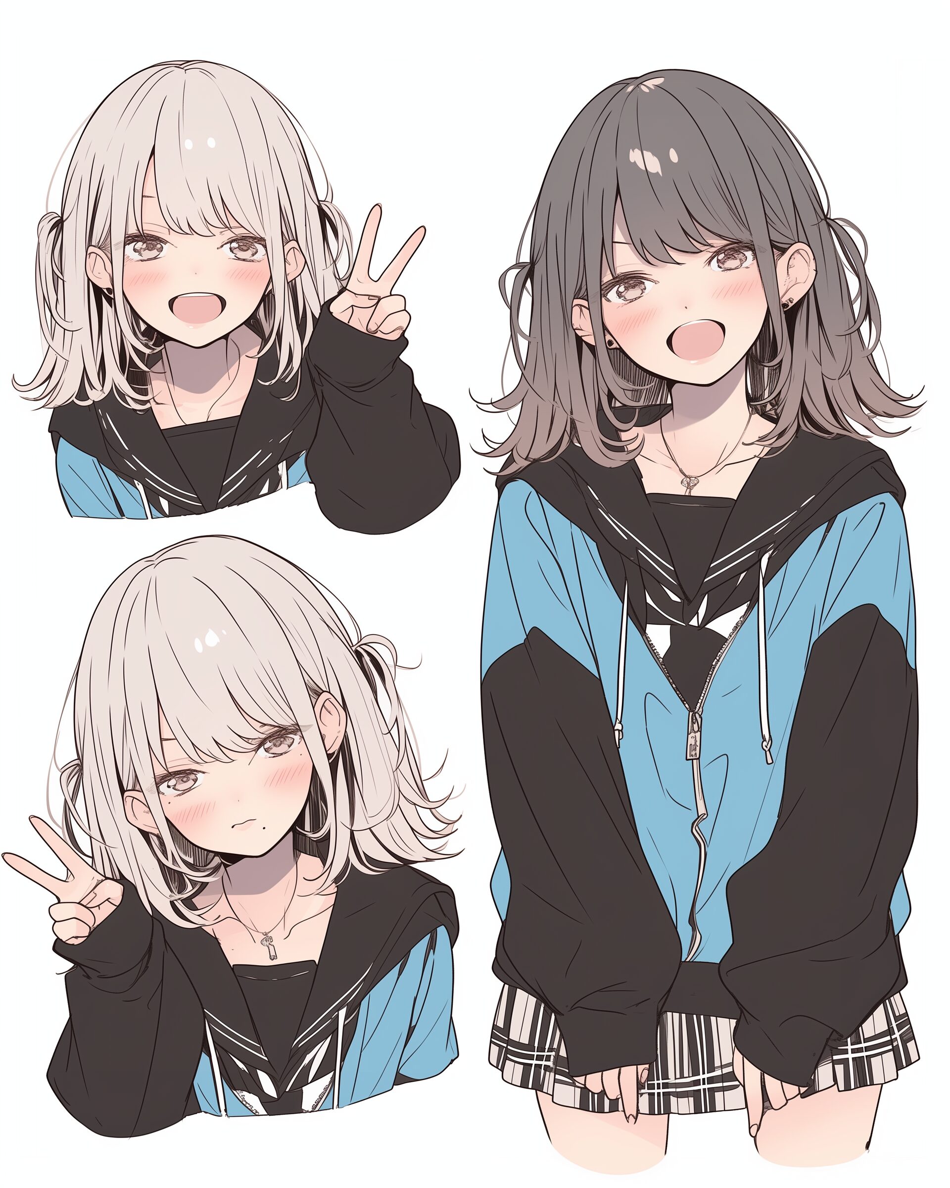 ブルーパーカー女子0