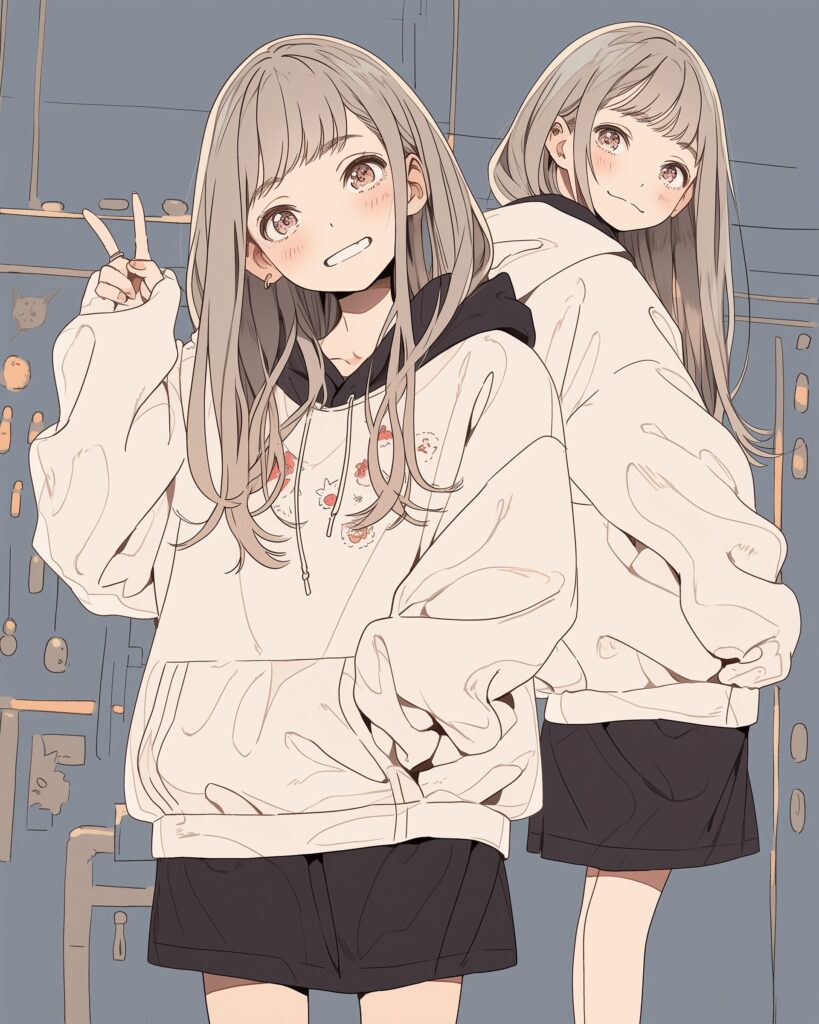 ホワイトパーカー女子０