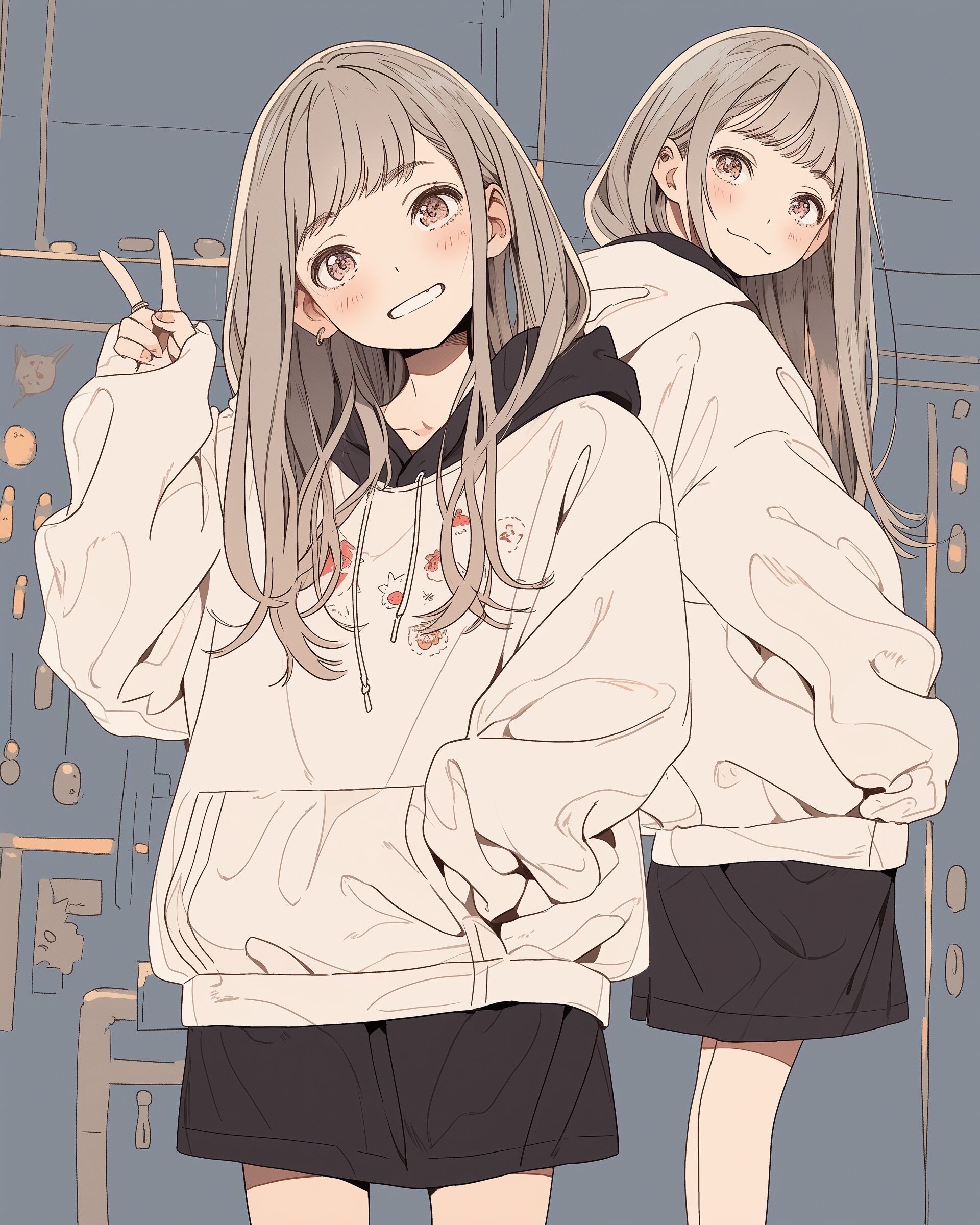 ホワイトパーカー女子0