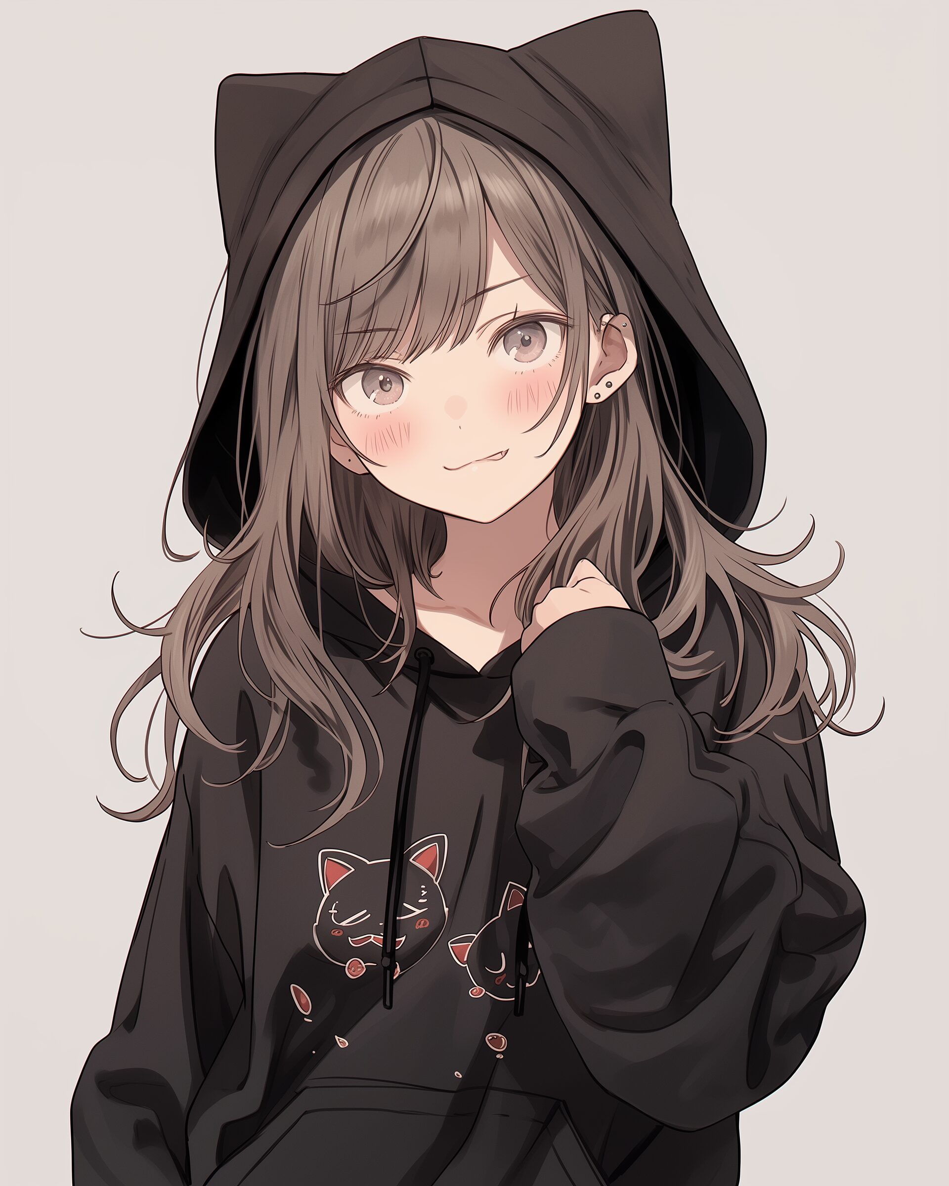 猫耳ブラックパーカー女子0