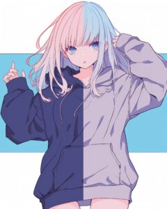 銀髪パーカー女子０