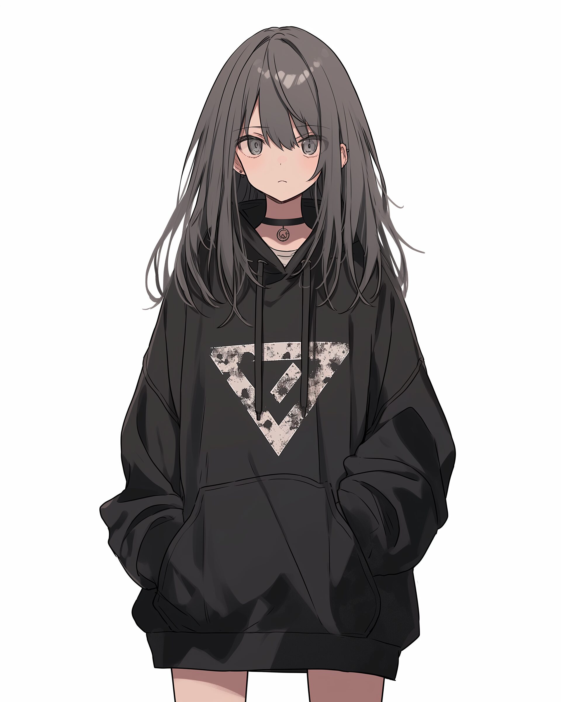 お洒落なブラックパーカー女子0