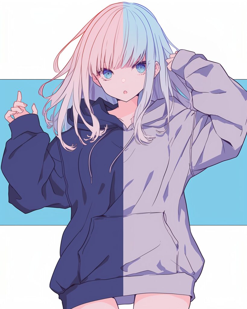 銀髪パーカー女子０