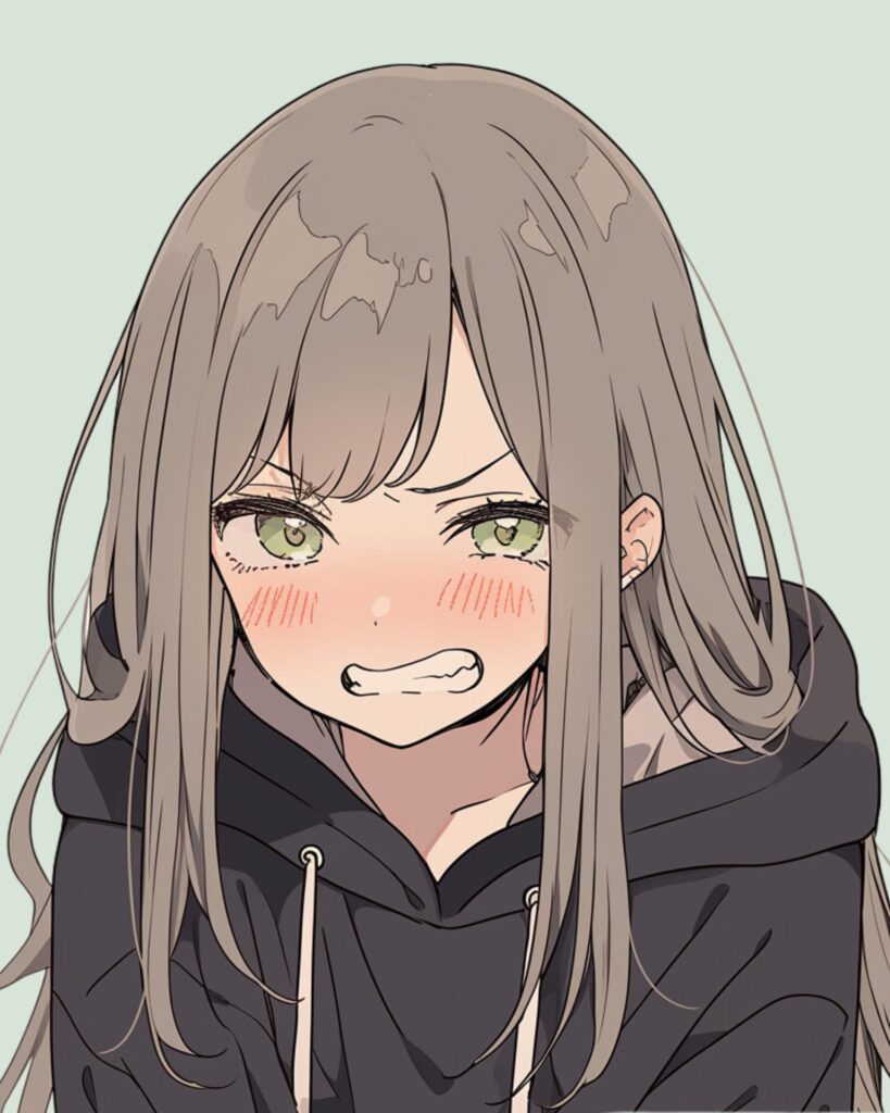 緑黒パーカー女子０