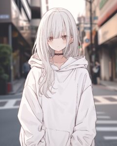 ホワイトパーカー女子０
