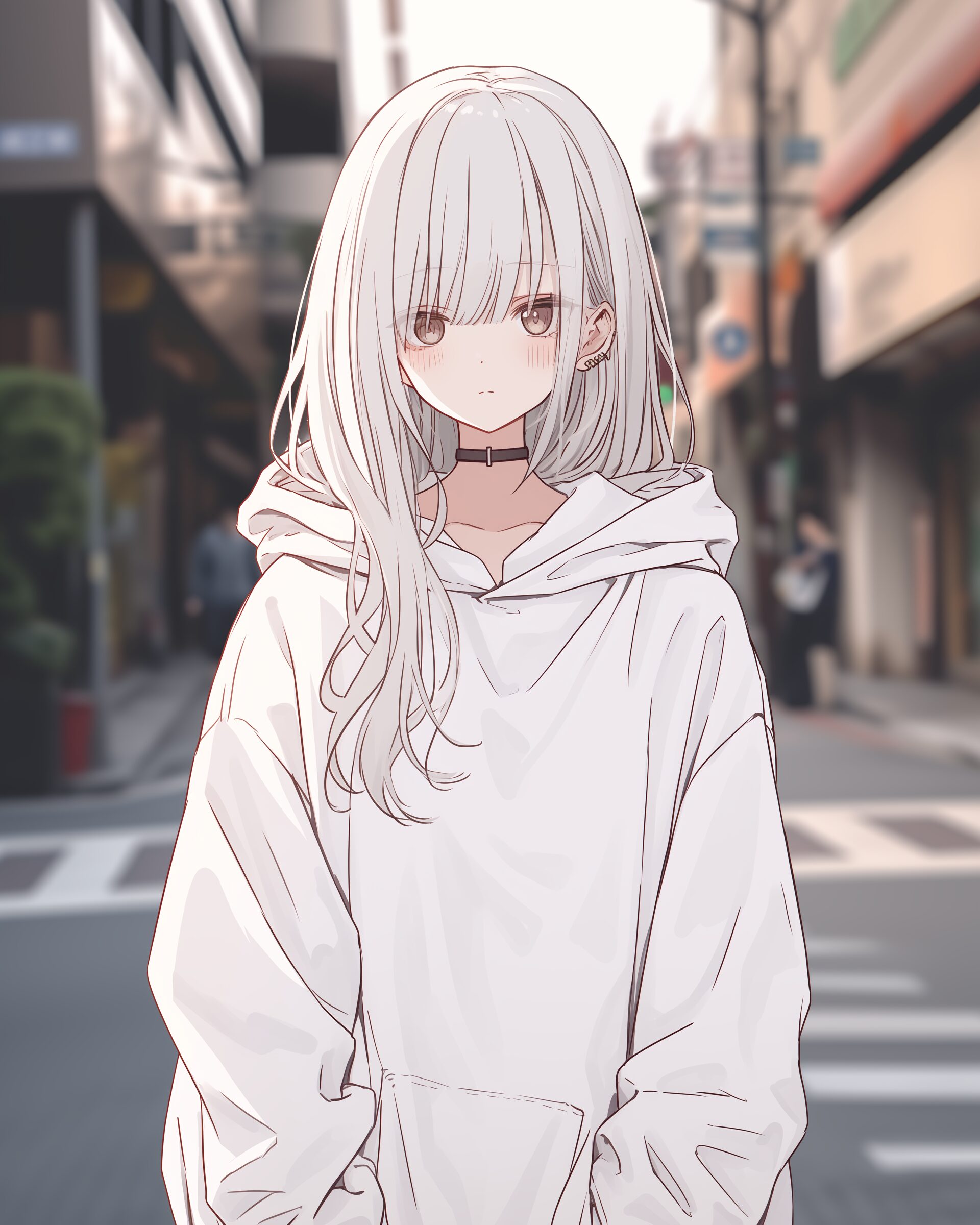 ホワイトパーカー女子0