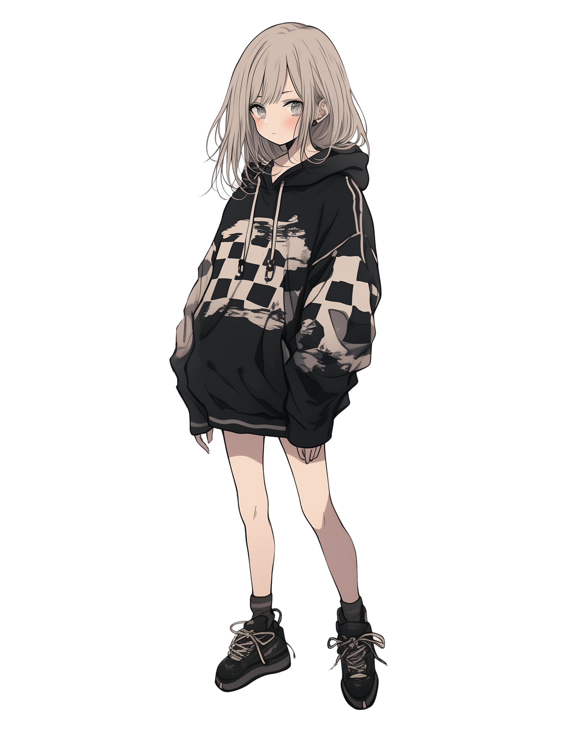 お洒落なブラックパーカー女子0