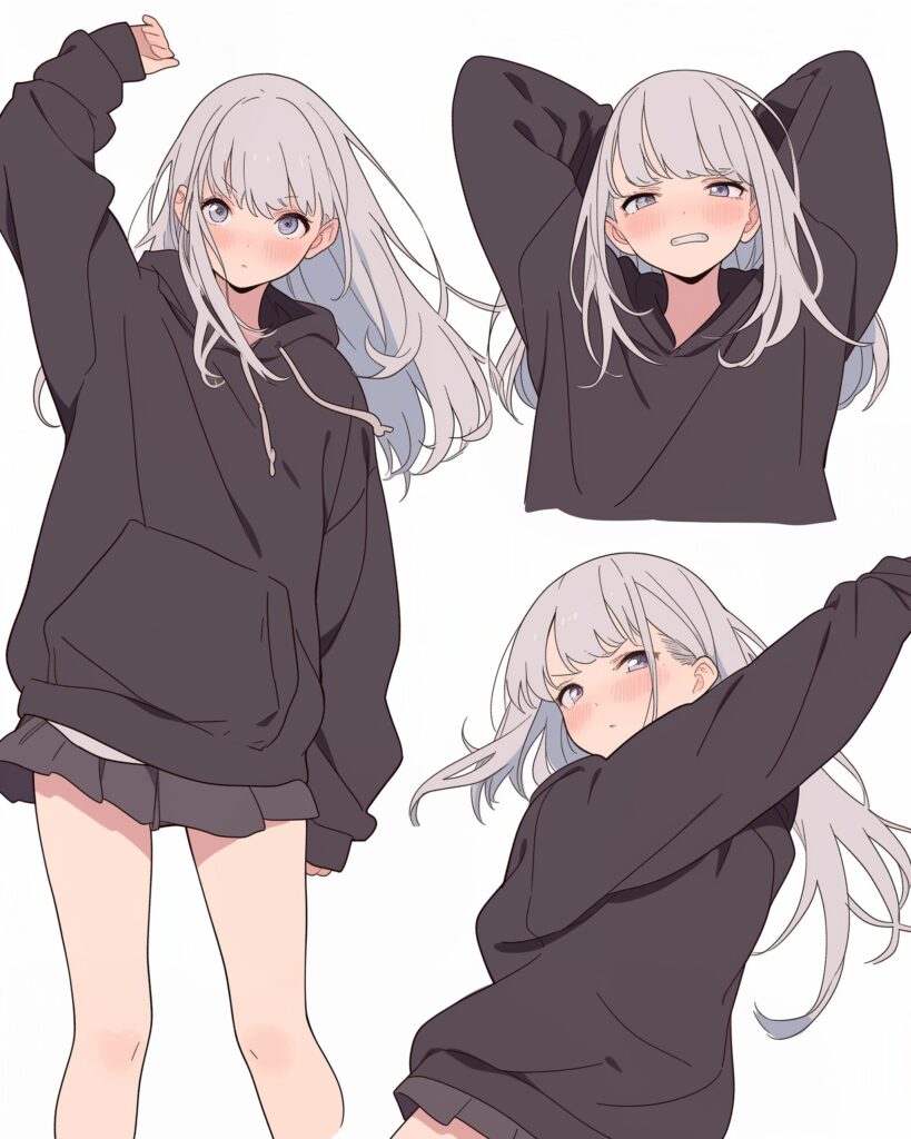 銀髪パーカー女子０