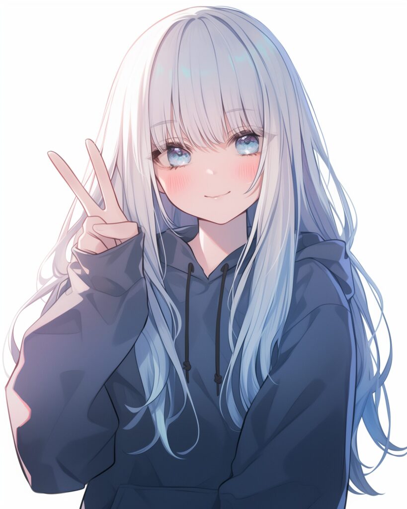銀髪パーカー女子０