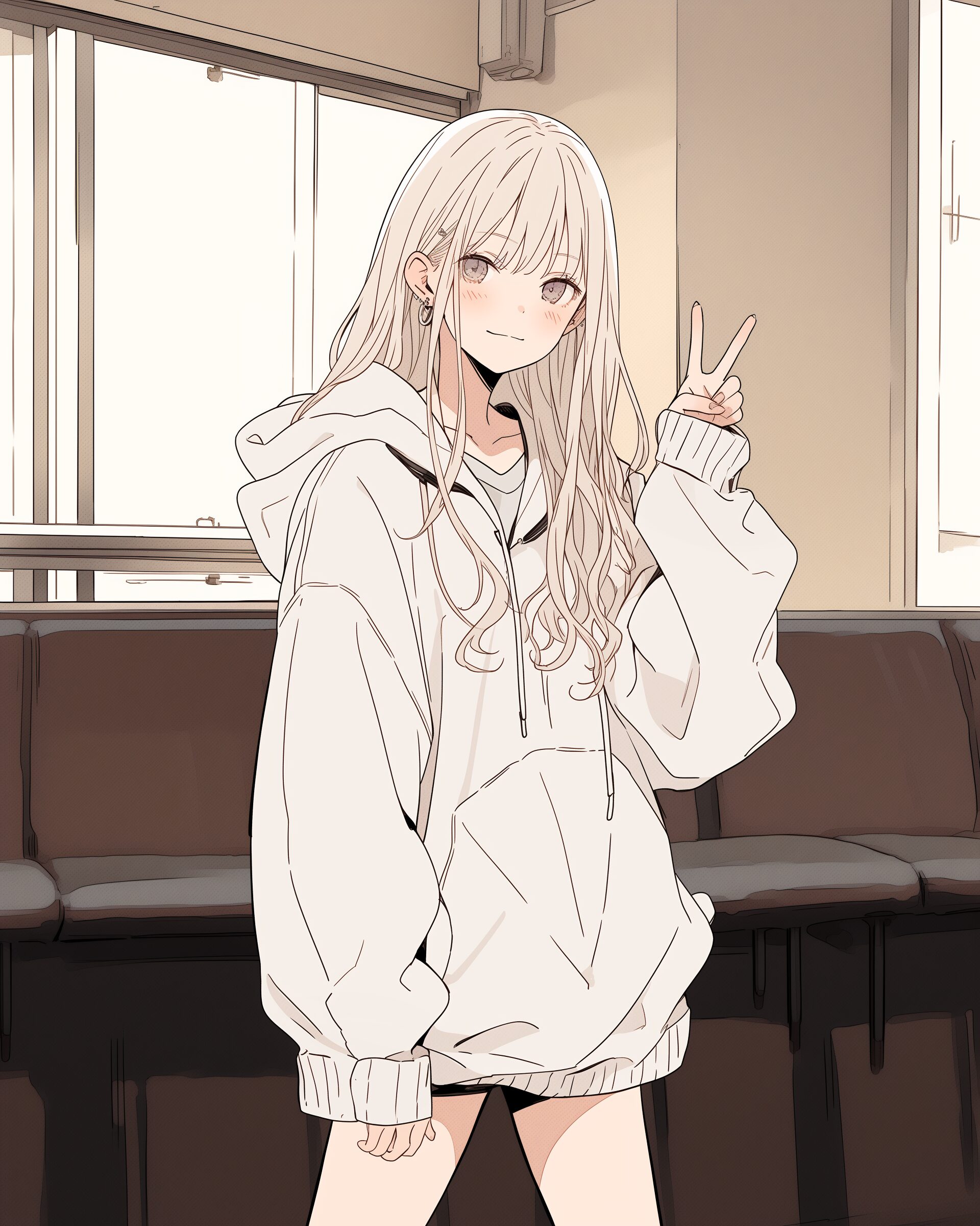ホワイトパーカー女子1