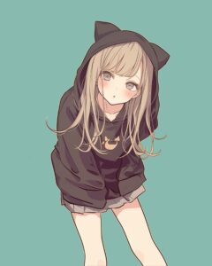 猫耳ブラックパーカー女子１
