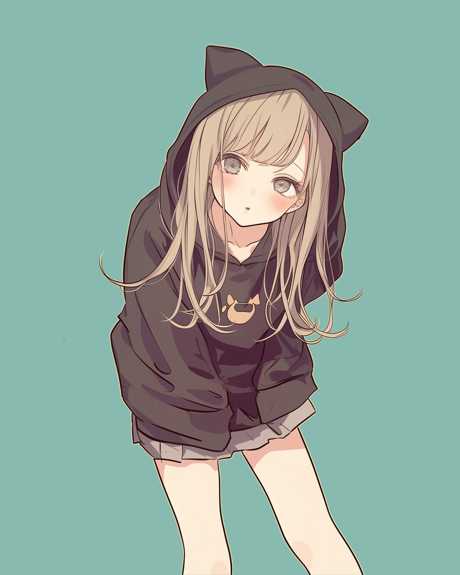 猫耳ブラックパーカー女子1