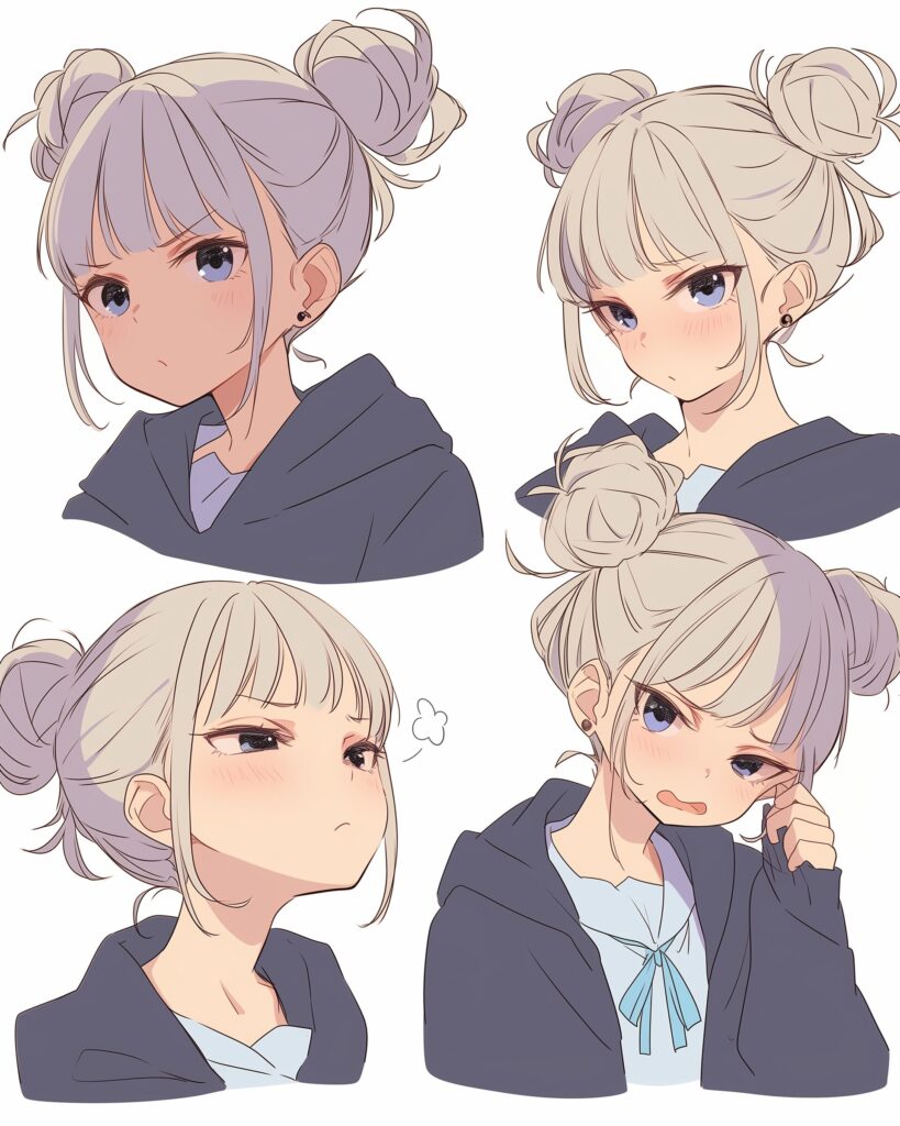 お団子ヘア女子０