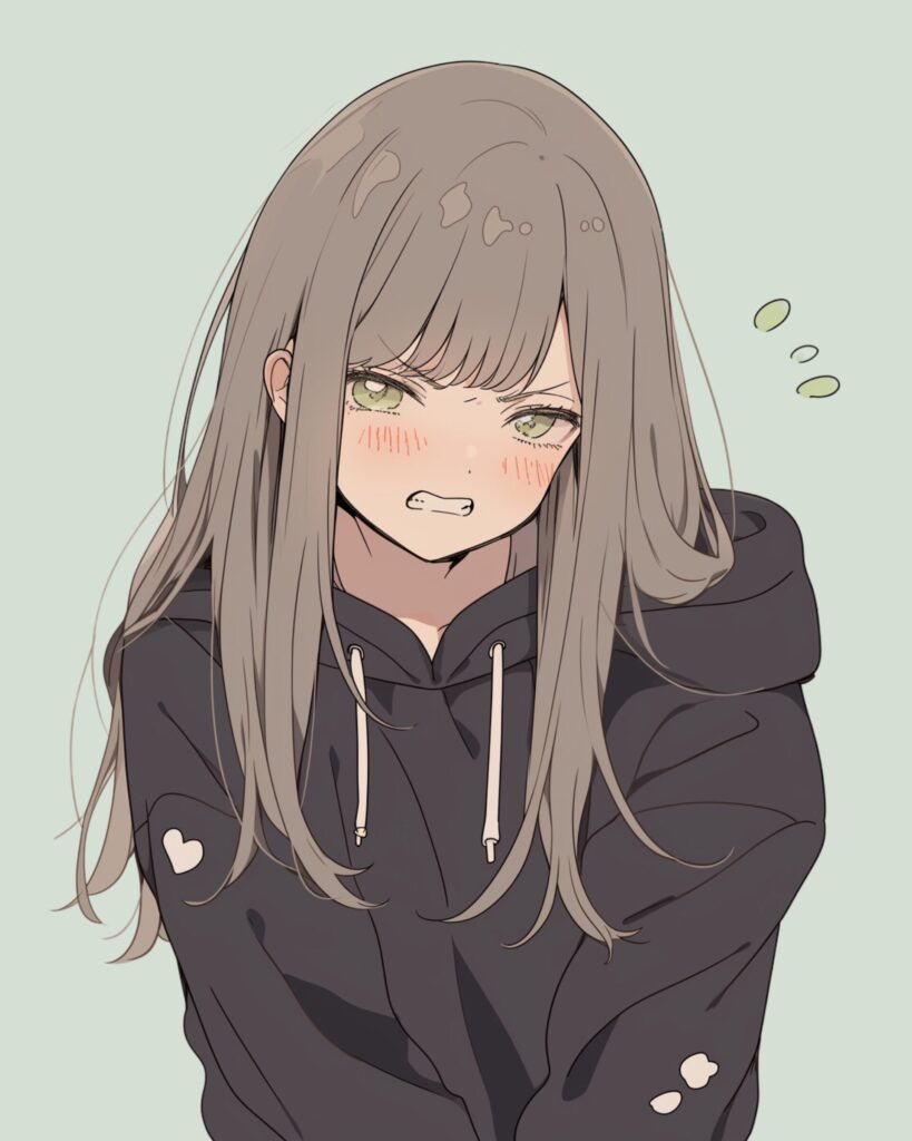 緑黒パーカー女子１