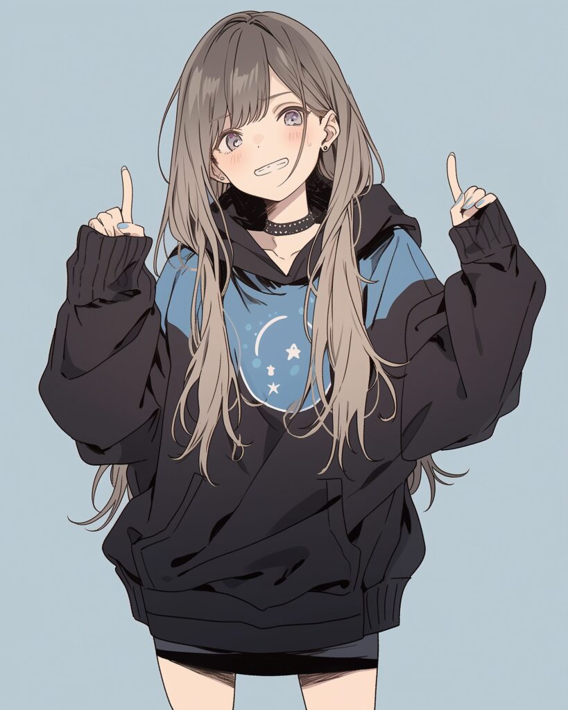 ブルーパーカー女子０