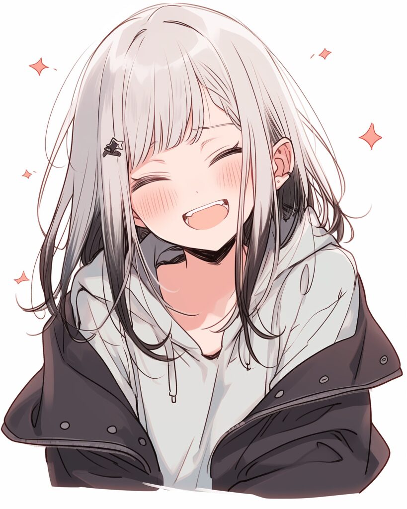 銀髪パーカー女子０