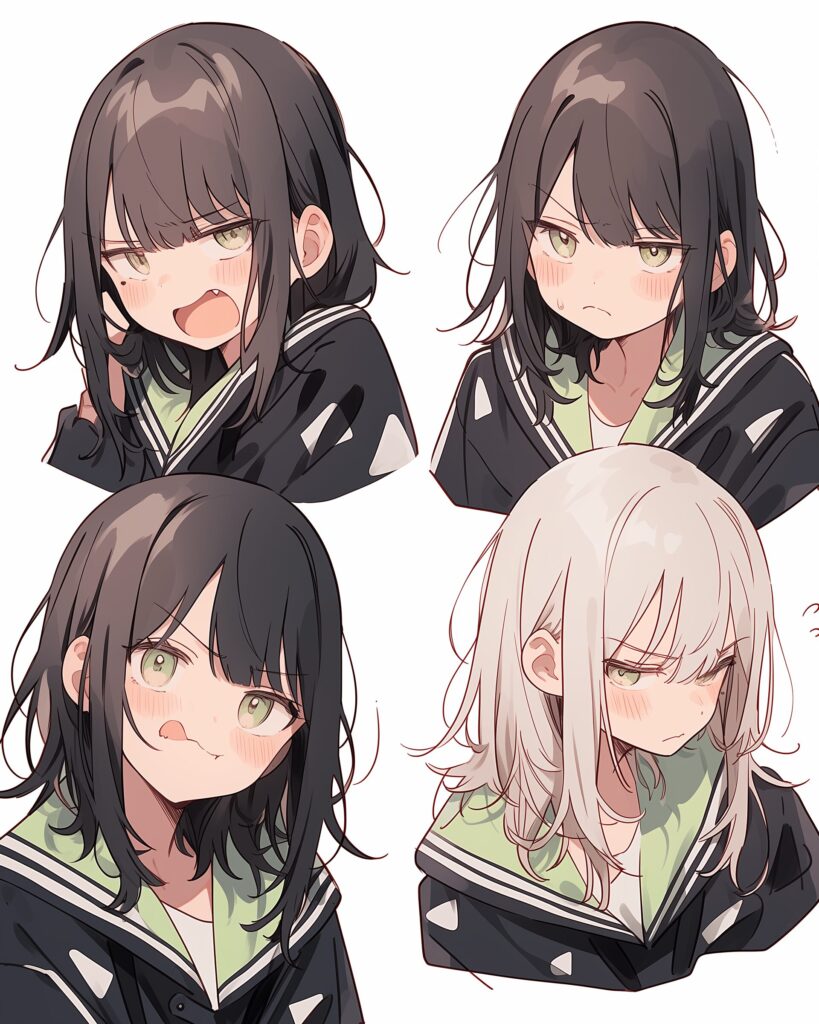 緑黒パーカー女子０