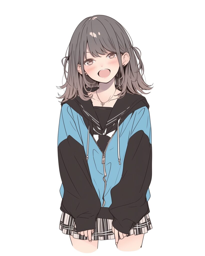 ブルーパーカー女子０