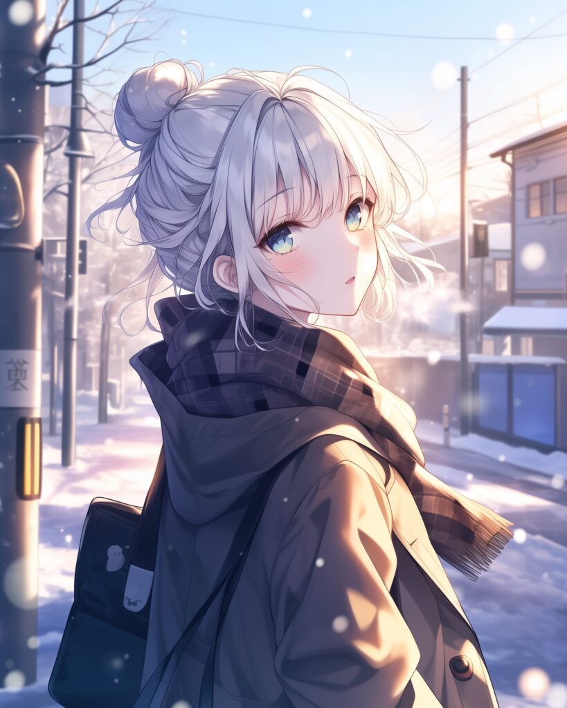 銀髪お団子ヘア女子１