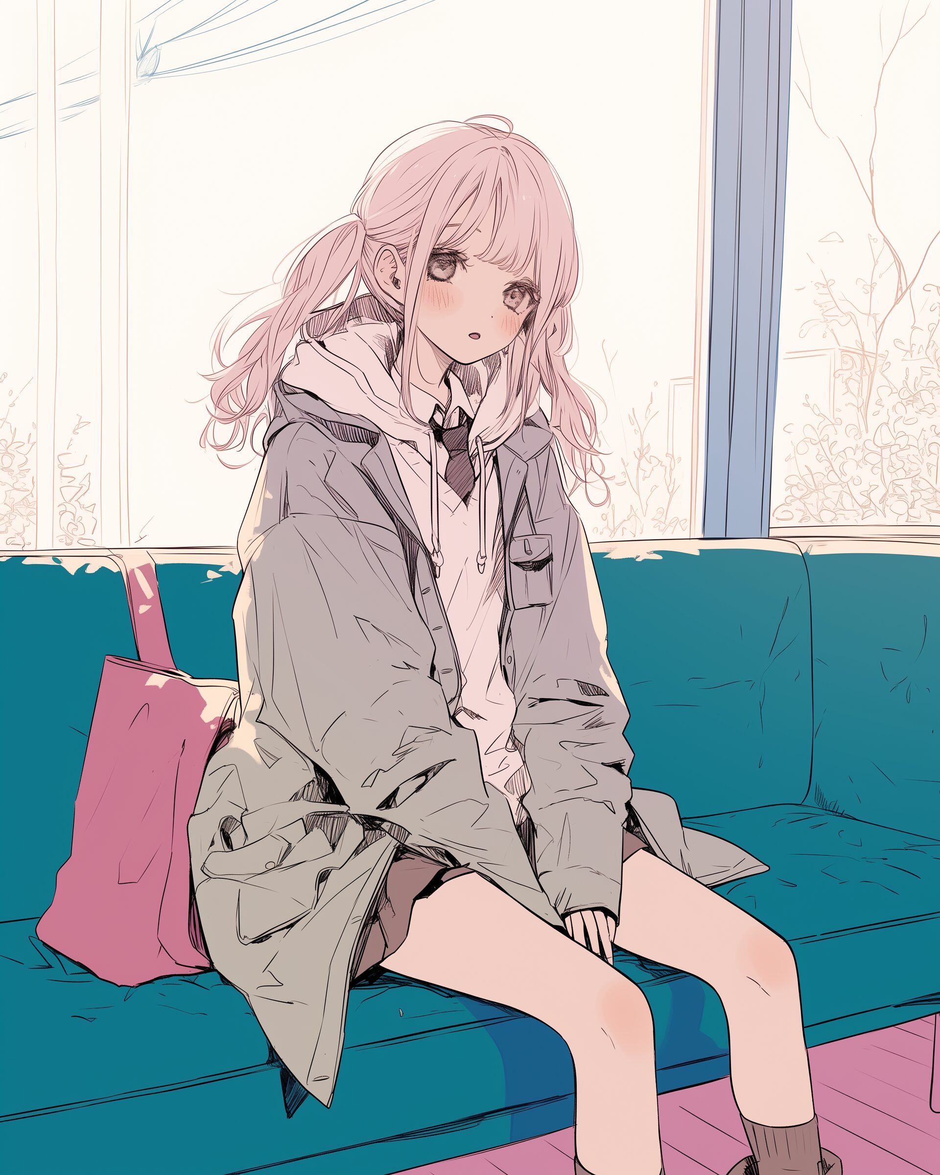 ピンクツインテール女子０