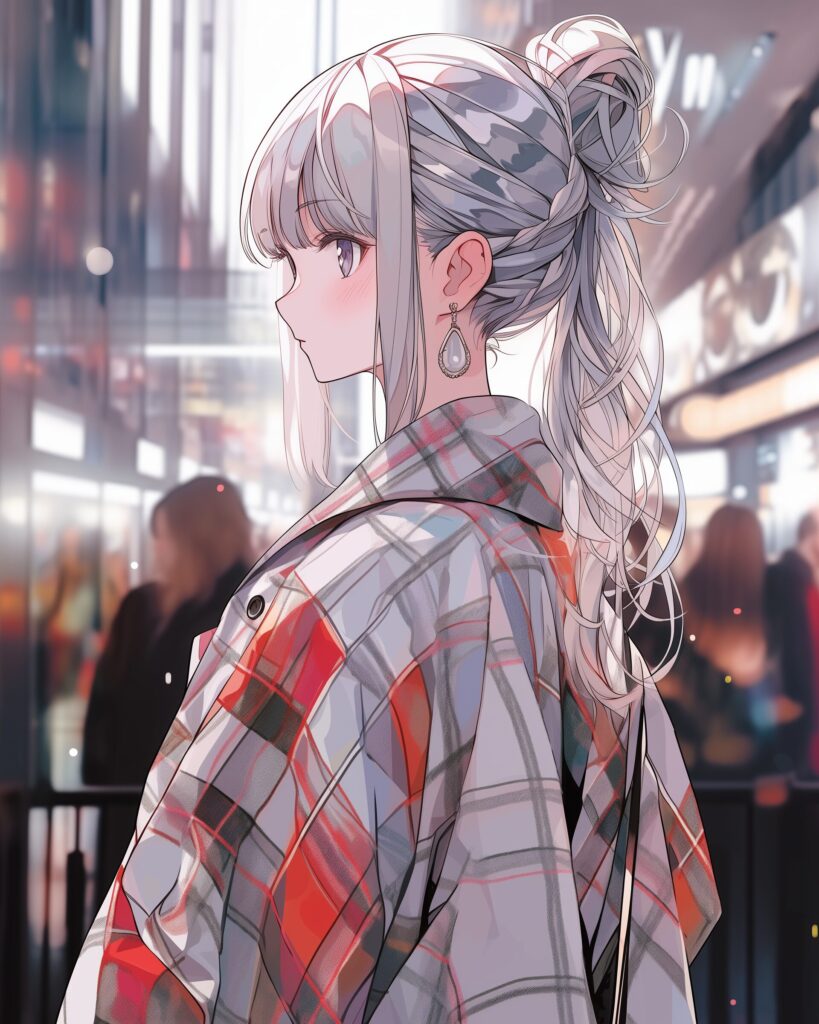 銀髪お団子ヘア女子０