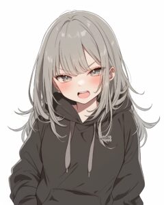 銀髪パーカー女子０