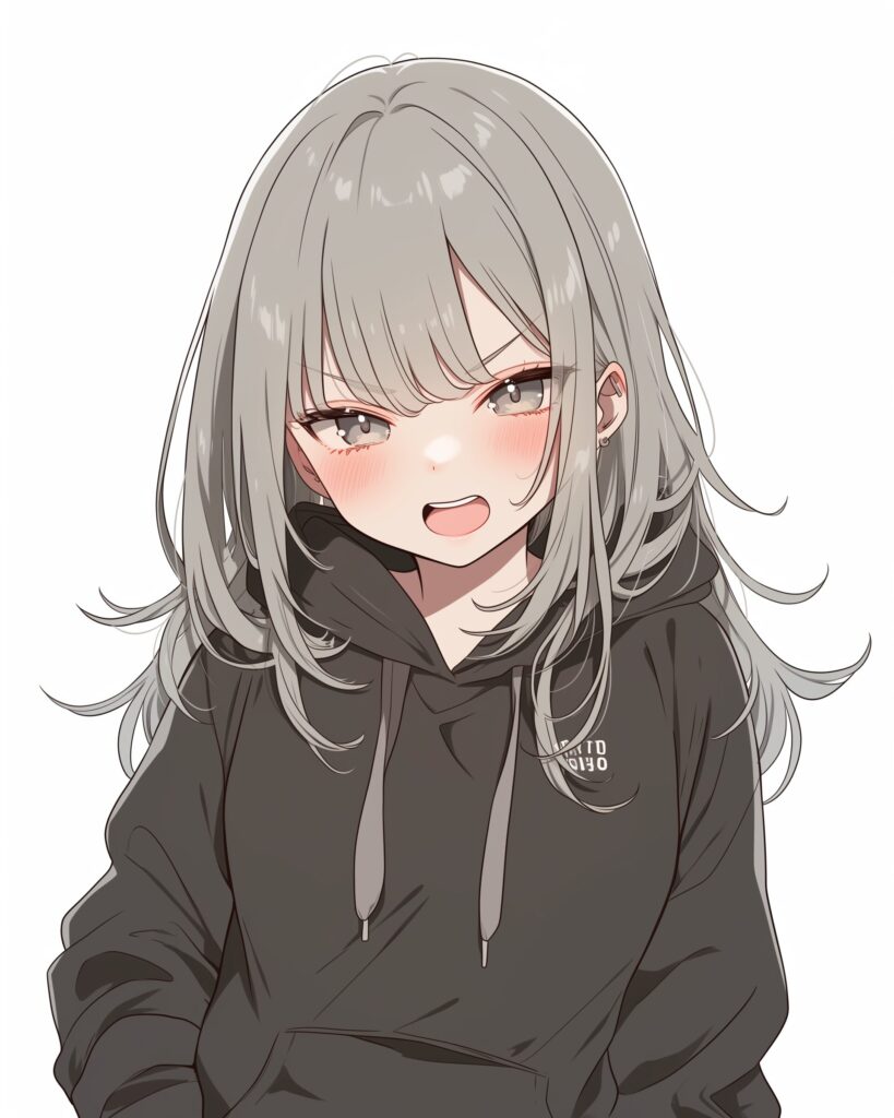 銀髪パーカー女子０