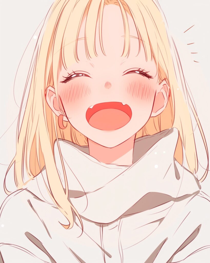 冬ファッションの金髪女子０